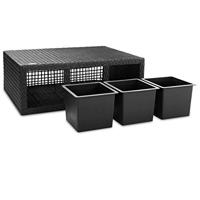 Polyrattan Bloembak 3 delig Zwart 83x30,5x60cm - thumbnail