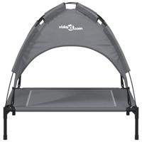 VidaXL Hondenmand met luifel oxford stof en staal antracietkleurig - thumbnail