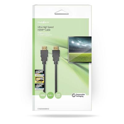HDMI Kabel | HDMI Connector | HDMI Connector | 8K@60Hz | eARC | Verguld | 5.00 m | PVC | Zwart