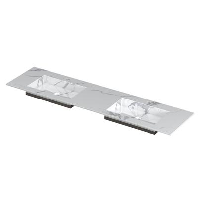 INK Post Wastafel Keramische Slab Envelop Bak Dubbel 2 Kraangaten - 1800x450x10 mm - Statuario Glans