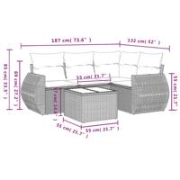 4-delige Loungeset met kussens poly rattan lichtgrijs - thumbnail