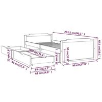 Bedframe met lades massief grenenhout wit 90x200 cm - thumbnail