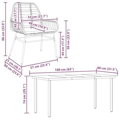 5-delige Tuinset met kussens poly rattan glas zwart