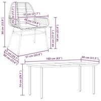 5-delige Tuinset met kussens poly rattan glas zwart - thumbnail