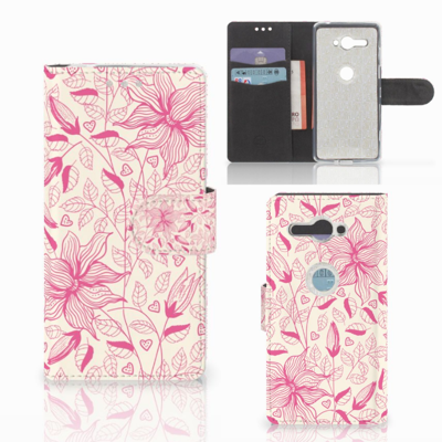 Sony Xperia XZ2 Compact Hoesje Pink Flowers Sony Xperia XZ2 Compact Hoesje Pink Flowers