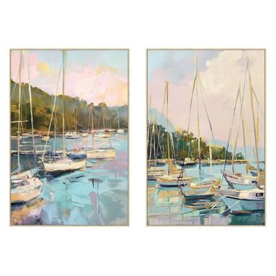 Canvas Home ESPRIT Blauw Groen Grijs Roze Jacht Mediterrane (2 Stuks)