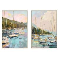 Canvas Home ESPRIT Blauw Groen Grijs Roze Jacht Mediterrane (2 Stuks) - thumbnail