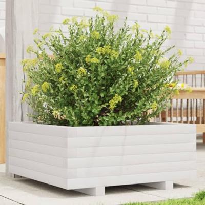 VidaXL Plantenbak 60x60x26,5 cm massief grenenhout wit VidaXL Plantenbak 60x60x26,5 cm massief grenenhout wit
