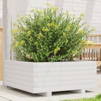 VidaXL Plantenbak 60x60x26,5 cm massief grenenhout wit - thumbnail
