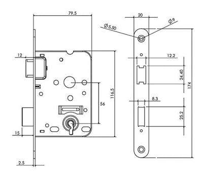 Deurslot sl.56 1535/50 lak