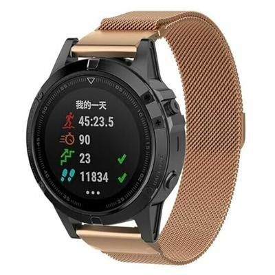 By Qubix - Milanese bandje - Rosé goud - Compatible met Garmin Quatix 8-47mm - Compatible Garmin bandje - Bandbreedte: 22mm