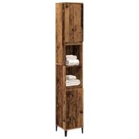 Badkamerkast 30x30x190 cm bewerkt hout oud houtkleurig - thumbnail
