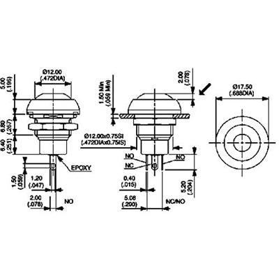 APEM IPR5SAD6 IPR5SAD6 Druktoets 250 V/AC 0.2 A 1x aan/(aan) Moment IP67 1 stuk(s)