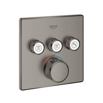 Grohe Inbouwkraan Grohtherm Smart Control Thermostaatkraan met 3-weg Omstelling Vierkant Hard Graphite Geborsteld Grohe Inbouwkraan Grohtherm Smart Control Thermostaatkraan met 3-weg Omstelling Vierkant Hard Graphite Geborsteld