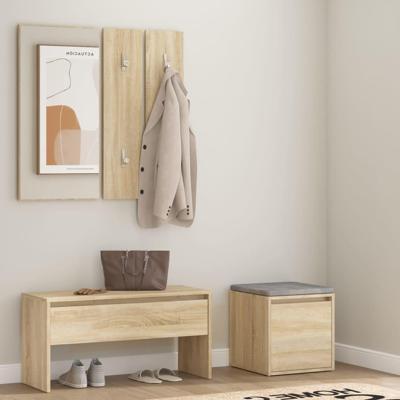 Garderobe set bewerkt hout sonoma eikenkleurig