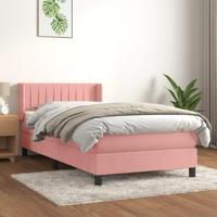 Boxspring met matras fluweel roze 90x190 cm - thumbnail