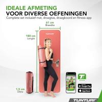 Tunturi NBR Yogamat met Draagtas| Fitness mat Extra dik & zacht | Anti slip | 180x60x1.5cm | Incl Trainingsapp | Rose Goud - thumbnail