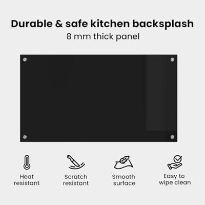 VidaXL Keuken achterwand zwart 90 x 50 cm gehard glas VidaXL Keuken achterwand zwart 90 x 50 cm gehard glas