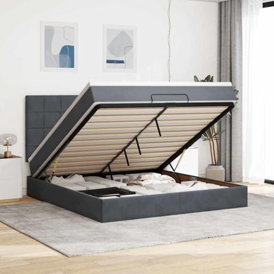 Ottoman bed met matrassen 180x200cm fluweel donkergrijs