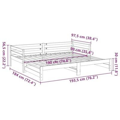 Slaapbank onderschuifbed zonder matras 90x190 cm hout wasbruin - thumbnail