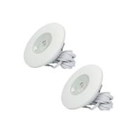 Set van 2 Pavo - Platte LED ipbouwspots met lage inbouwdiepte 12mm - 3 Watt 300 Lumen - 2700K Warm wit - Dimbaar - Rond - Meubelspot - IP44 waterdicht - Wit - thumbnail