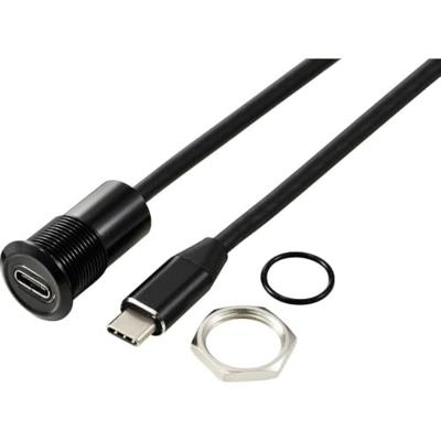 TRU COMPONENTS TC-13376328 USB-C (3.1) bus/stekker, 1 m kabel, zwart 1 stuk(s)