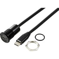 TRU COMPONENTS TC-13376328 USB-C (3.1) bus/stekker, 1 m kabel, zwart 1 stuk(s) - thumbnail