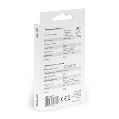 Savio usb naar SATA adapter voor harde schijf AK-69, 25 cm