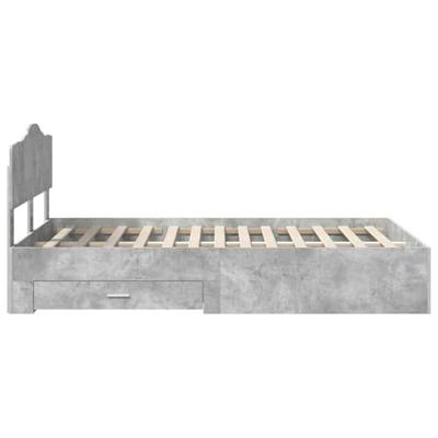 Bedframe met hoofdeinde Beton Grijs 135 x 190 cm Bewerkt hout