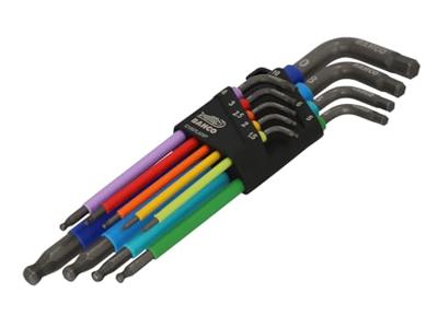 Bahco inbussleutelset 1.5 - 10 mm Stiftsleutels, zeskant, lang, gefosfateerd, gekleurd, metrisch - 9-delig - C1997LM/9P