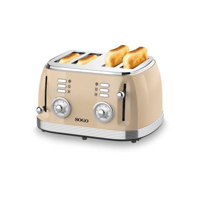 SOGO Human Technology Broodrooster voor 4 sneden Controlelampje, Toastfunctie Beige, Metallic SOGO Human Technology Broodrooster voor 4 sneden Controlelampje, Toastfunctie Beige, Metallic