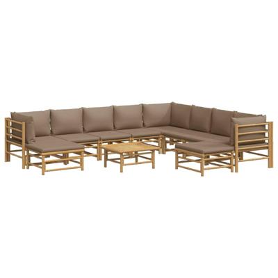11-delige Loungeset met kussens bamboe taupe