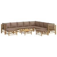 11-delige Loungeset met kussens bamboe taupe - thumbnail