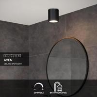Lucide AVEN - Plafondspot Badkamer - Ø 9 cm - 1xGU10 - IP65 - Zwart - thumbnail