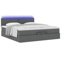 Ottoman bed met matrassen en LED's 200x200cm stof donkergrijs - thumbnail