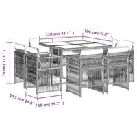9-delige Tuinset met kussens poly rattan grijs - thumbnail