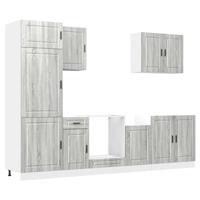 7-delige Keukenkastenset Porto bewerkt hout grijs sonoma eiken - thumbnail