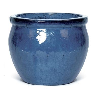 Mcollections bloempot delta geglazuurd 21x16 cm blauw