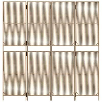 Kamerscherm 4 panelen poly rattan beige