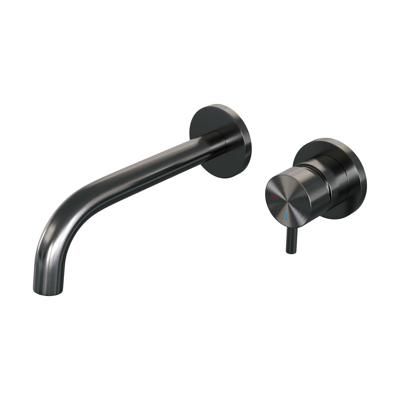 Gunmetal Edition inbouw wastafelmengkraan, gebogen uitloop, rozetten B1 gunmetal geborsteld PVD