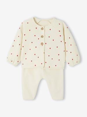 Gewatteerde babypakje vestje + broek ecru Gewatteerde babypakje vestje + broek ecru