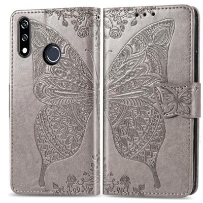 Butterfly Love bloemen reliëf horizontale Flip lederen draagtas voor LG W10 met houder & kaartsleuven & portemonnee & Lanyard (grijs)