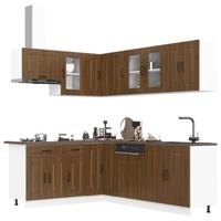 11-delige Keukenkastenset Kalmar bewerkt hout bruin eikenkleur - thumbnail