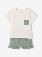Set met short en T-shirt om te personaliseren saliegroen - thumbnail