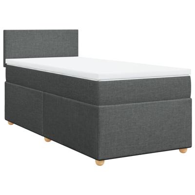 Boxspring met matras stof donkergrijs 140x190 cm