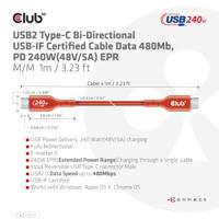 club3D CAC-1515 USB-C-kabel USB 2.0 USB-C stekker 4.00 m Oranje - thumbnail