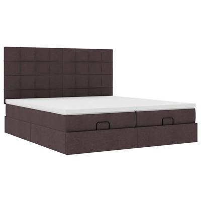 Ottoman bed met matrassen en LED's 200x200cm stof donkerbruin