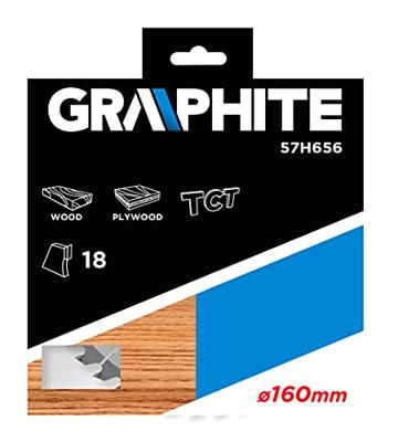 Graphite cirkelzaagblad voor hout 160mm asgat 30mm tanden 18 dikte 2,8 vulringen 16/20/25 tct