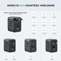 Stroomoplader - Unitek 65W Universal Travel Adapter (P1122ABK01) | 1xUSB-A 3xUSB-C 1xAC - thumbnail