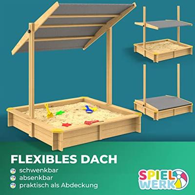 Zandbak met deksel 120x120cm in hoogte verstelbaar dak - thumbnail